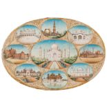 Indian School (19th century) A miniature painted with nine views of Mughal monuments,