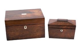 A 19th century rosewood vanity box of rectangular outline,
