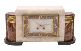 A marble Art Deco mantel clock,