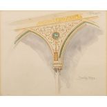 John Dibblee Crace (British, 1838-1919) Three architectural designs watercolour,