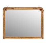 A gilt composition framed rectangular wall mirror in 18th century taste,