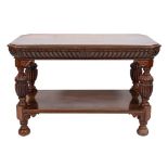 A carved walnut side table in 16th century Italian style,