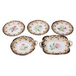 An English porcelain part dessert service, either Ridgway or Alcock comprising an oval dish,