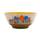 A Clarice Cliff bowl decorated in the 'Autumn Crocus' pattern, printed 'Bizarre' factory marks,