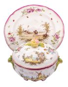 A Marseilles faience tureen, cover and stand in 18th century style,