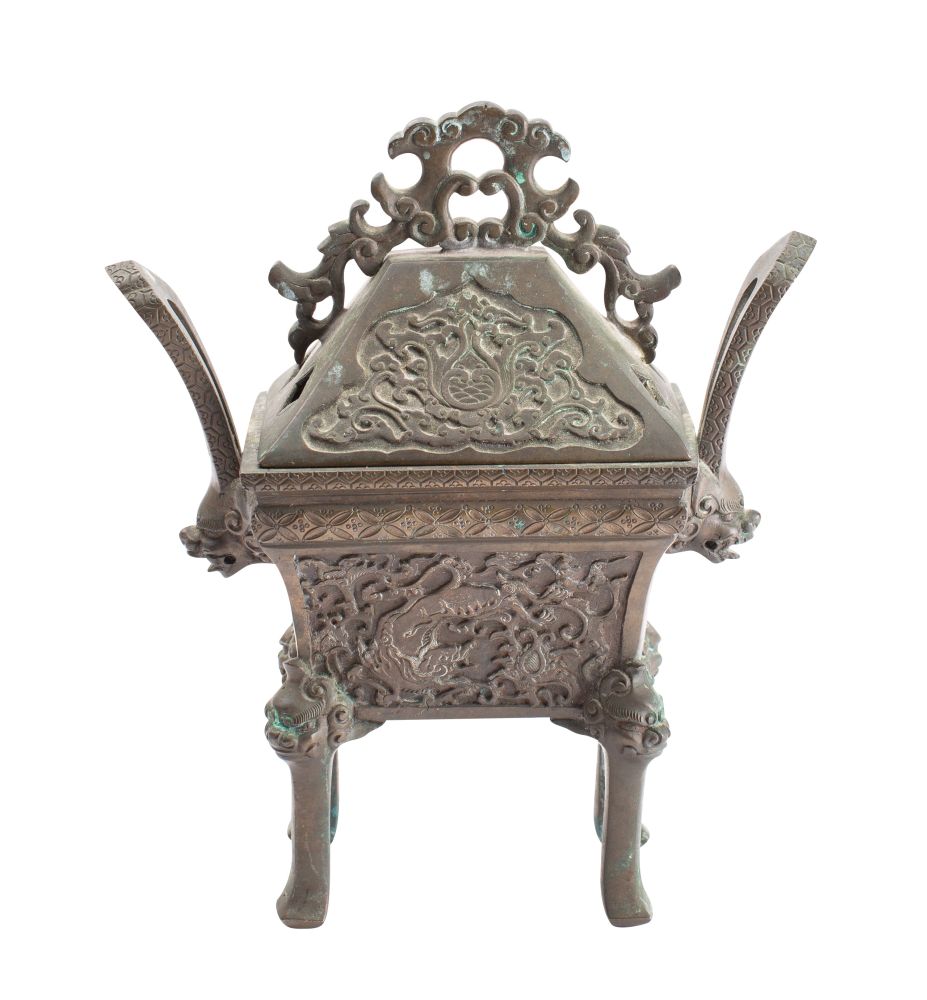 A Chinese bronze censer and cover of archaic design, - Image 2 of 2