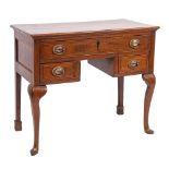 A George III oak kneehole lowboy,