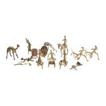 A collection of early 20th century African brass models including mounted figures,