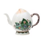 A Chinese famille verte 'Cadogan' teapot modelled in the form of a peach,