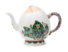 A Chinese famille verte 'Cadogan' teapot modelled in the form of a peach,