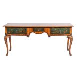 A walnut and japanned dresser in George II style,