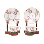 A pair of Zurich teacups and saucers,