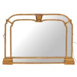 A carved and giltwood framed marginal overmantel mirror in Louis XIV taste,