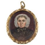 English School (early 19th Century) A miniature portrait of a lady shoulder-length,