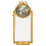 A giltwood and composition framed wall mirror in Louis XVI taste,