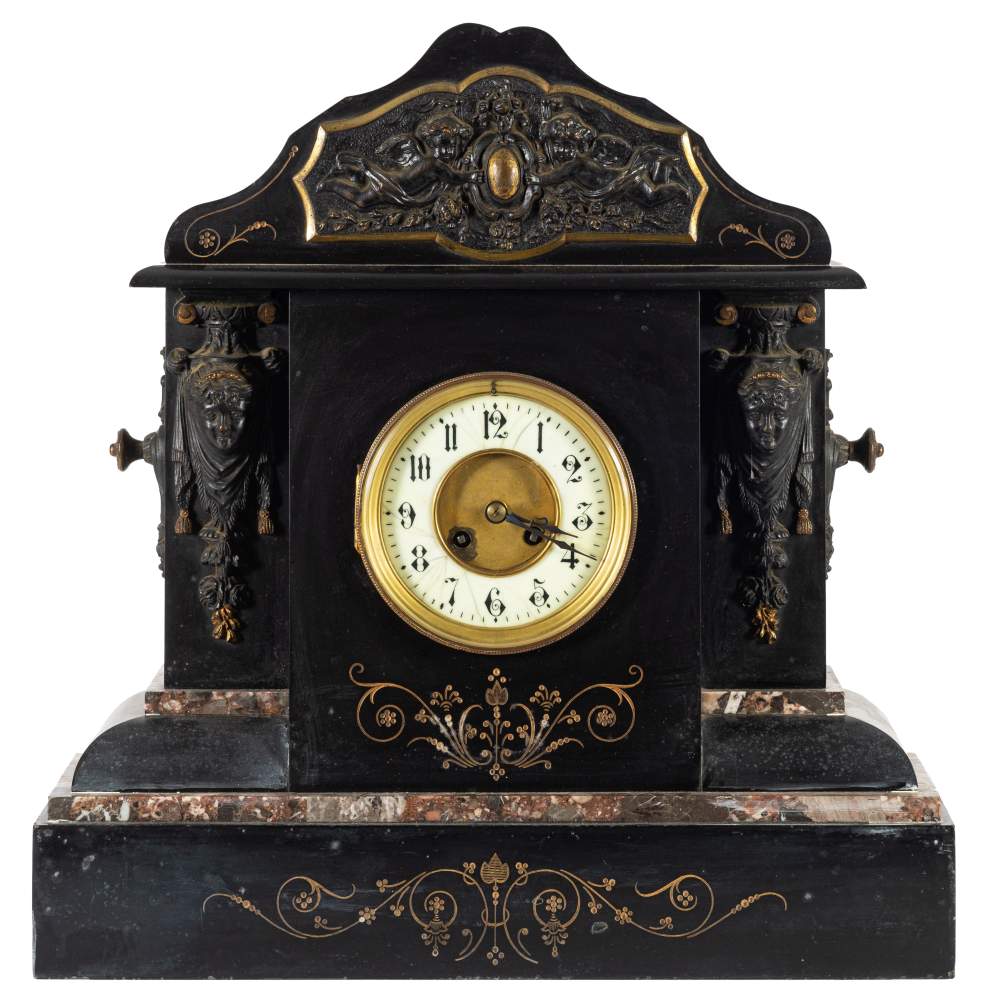 Japy Frères, a large slate mantel clock, - auctions & price archive