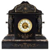 Japy Frères, a large slate mantel clock,