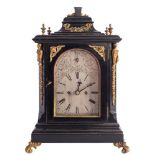 A Victorian ebonised bracket clock, the eight-day duration,