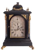 A Victorian ebonised bracket clock, the eight-day duration,