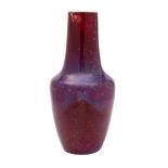 A large Ruskin high-fired vase, dated 1932 with tapering cylindrical neck,