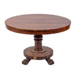 A Regency rosewood circular breakfast table, circa 1815,