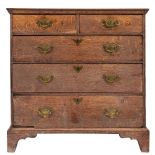 A George III oak chest of drawer, last quarter 18th century; the top with moulded cornice,