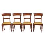 A harlequin set of ten Regency mahogany and upholstered dining chairs,