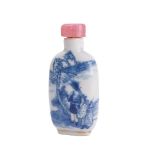 A Chinese blue and white porcelain snuff bottle and stopper,