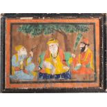 Indian School, Holy Man, Musician and Attendant, gouache, 15 x 21cm.