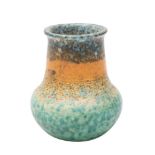 A Ruskin crystalline glazed vase of squat form,