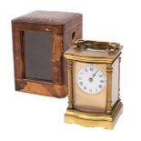 An Edwardian French brass carriage clock,