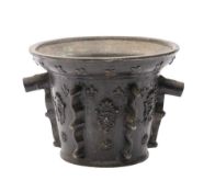 A late 17th century bronze French mortar of traditional design,