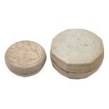 Two Chinese Qingbai boxes and covers, one of rounded octagonal form, the other circular,