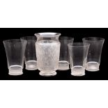 A Lalique Crystal glass vase and five similar tumblers,