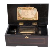 A late 19th century Swiss music box playing six airs, with 11.