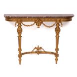 A gilt pine and composition and marble mounted console table in Louis XVI style, 20th century,
