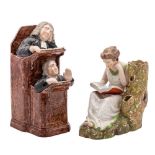 A 19th century Staffordshire 'Vicar and Moses' pulpit group and a Staffordshire pearlware biblical