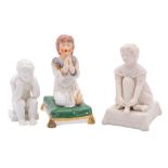 A small mid 19th century Minton enamelled porcelain figure, a Minton parian figure and one other,