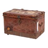 An Anglo Indian leather covered wood yakhdan trunk, second half 19th century,