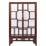 A Chinese stained hardwood display cabinet,