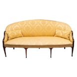 A George III mahogany and upholstered settee, late 18th century; in Adam taste,