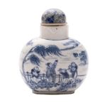 A Chinese blue and white snuff bottle of large size,