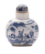 A Chinese blue and white snuff bottle of large size,