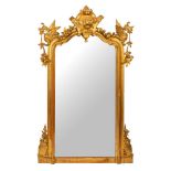 A carved and gilt pine framed wall mirror in 18th century taste, probably Italian,