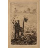 Camille Pissarro (1830-1903) Père Pascal, 1889 limited edition drypoint etching 10 x 6cm.