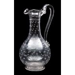 A Stourbridge glass wine ewer in rock crystal style together with one other ewer,