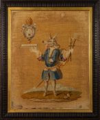 A Victorian woolwork embroidered depiction of the Trusty Servant, second half 19th century,
