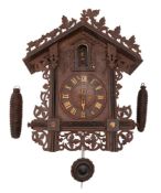 A Victorian Black Forest trumpeter wall clock,