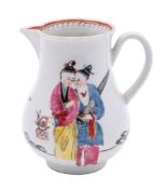 A First Period Worcester sparrow-beak cream jug with grooved loop handle,