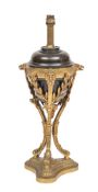 An ormolu and bronzed metal table lamp,
